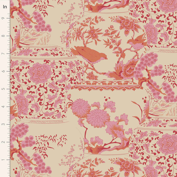 Vase Cotton Fabric Pink Chic Escape Collection - Tilda 100460