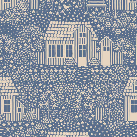 Tilda My Neighbourhood Blue Cotton Fabric - Hometown Collection - Tilda 110058