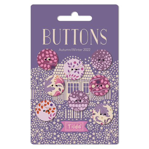 Tilda Buttons - Hometown - Fabric Covered - Plum/Grape - 18mm - Pack of 8