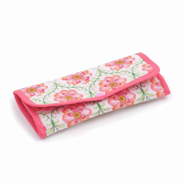 Pink Flower Blossoming Trellis Roll, Travel Kit, Fabric Home Sewing Kit