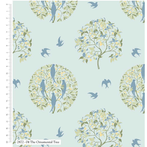 V&A The Ornamental Tree Cotton Fabric - Birds in Nature by Charles Voysey