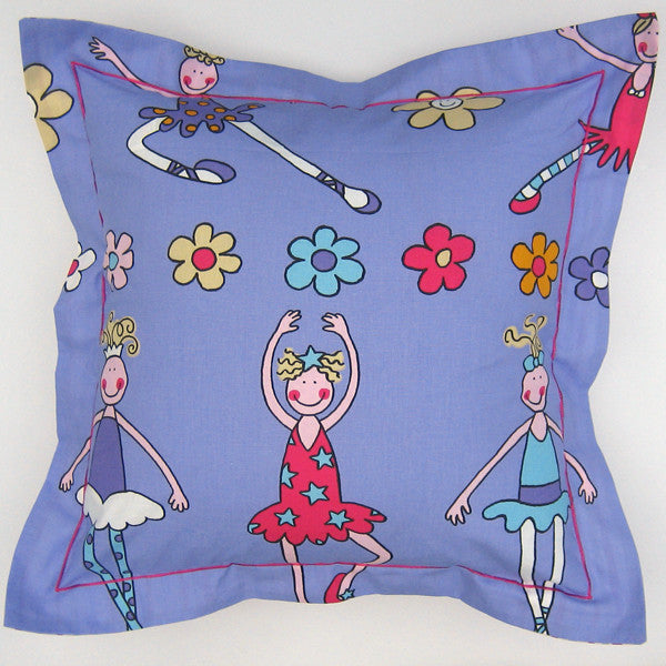 Girl's Ballet Dancers Cushion Handmade in a Purple Ballerina Cotton, inch 21 inch, x 53 cm