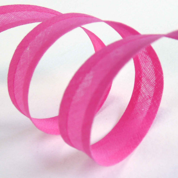 15mm Plain Bias Binding Bright Pink - Single Fold