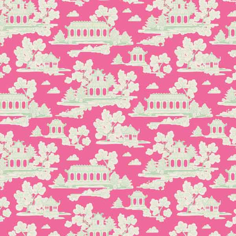 Sunny Park Pink Cotton Fabric, Bumblebee Collection, Tilda 481302