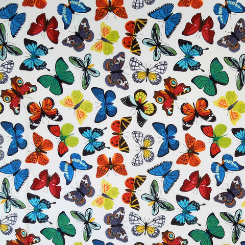 Bright Coloured Butterfly Fabric, Multicoloured Butterflies Cotton Fabric