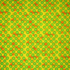 Dots on Cotton Fabric, Green and Yellow Polka Dot Patterned Fabric