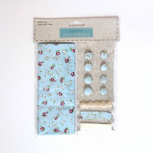 Blue Flower Cotton Fabric Craft Pack
