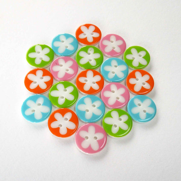 17 mm Flower Light Blue 2 Hole Buttons - Pack of 10