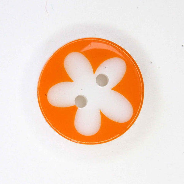 17 mm Flower Orange 2 Hole Buttons - Pack of 10