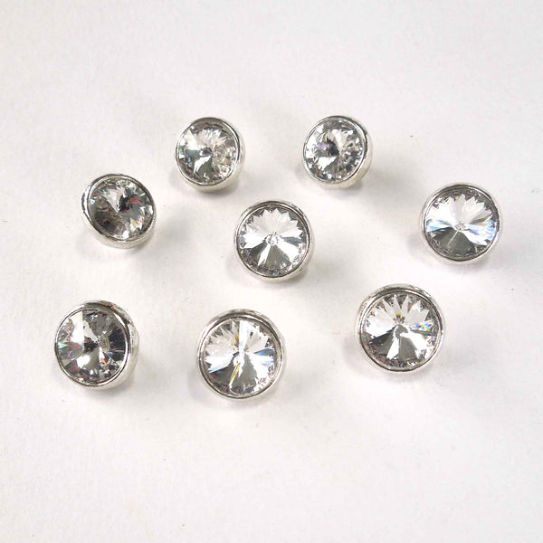 14mm Decorative Crystal Button - Silver Metal Shank