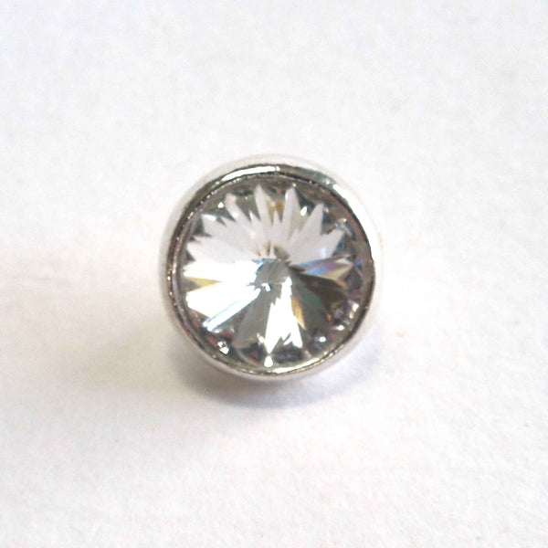 14mm Decorative Crystal Button - Silver Metal Shank