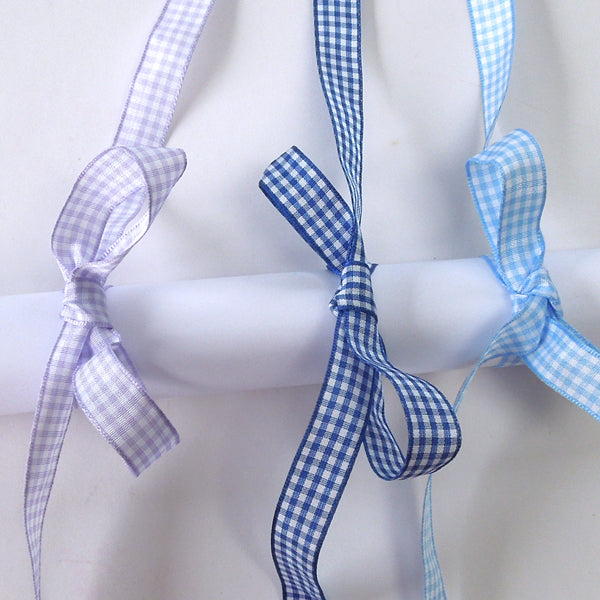 Gingham Ribbon Orchid Lilac Berisfords 5mm 10mm - 15mm