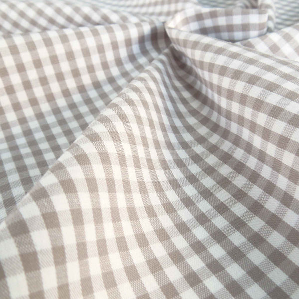 Gingham Grey Cotton Fabric - 3mm Check