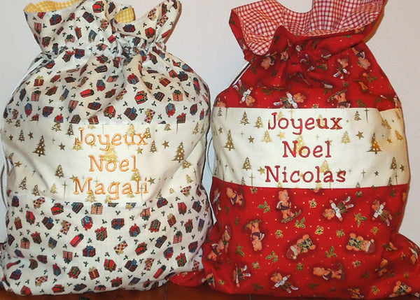Christmas Personalised Teddies Toy Sack, Kid's Xmas Red Cotton Storage Bag