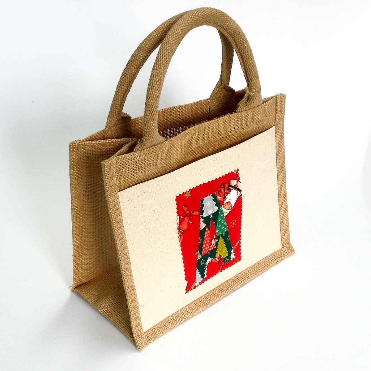 Christmas Jute Bag - Personalised - Design Your Own - Natural with Pocket