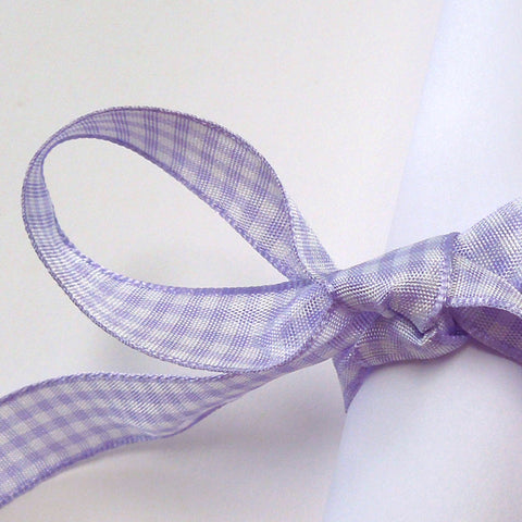 Gingham Ribbon Orchid Lilac Berisfords 5mm 10mm - 15mm