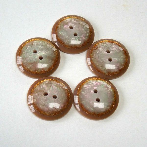 Brown Round Pearlescent Buttons - 15mm - 25mm