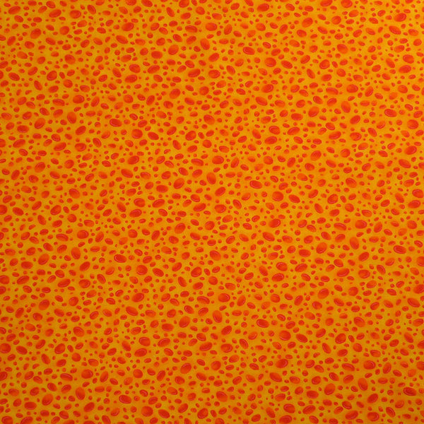 Orange Jelly Bean Dots on Yellow Cotton Fabric - Timeless C1901