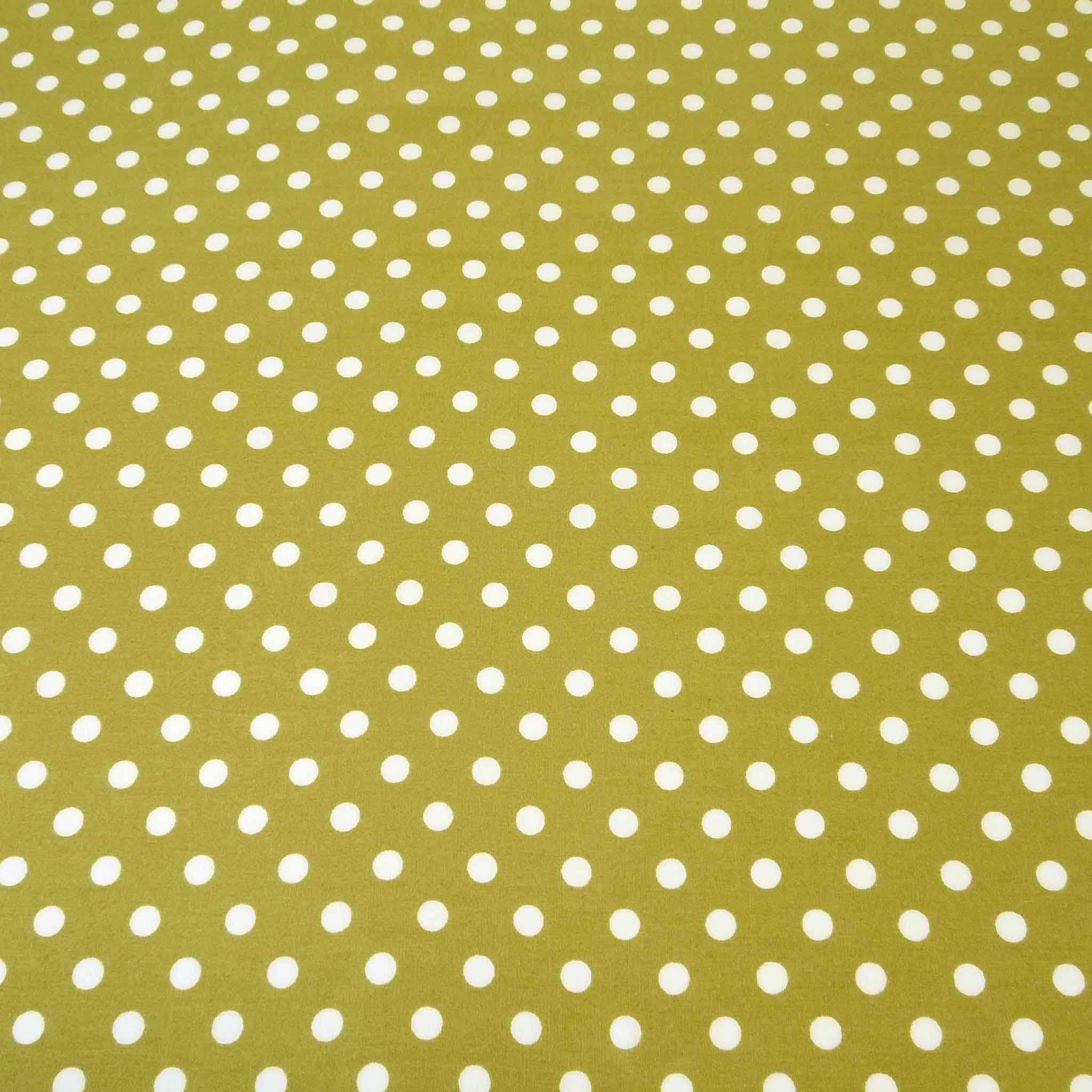 Polka Dot Olive Green Poplin Cotton Fabric by Rose & Hubble