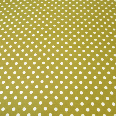Polka Dot Olive Green Poplin Cotton Fabric by Rose & Hubble