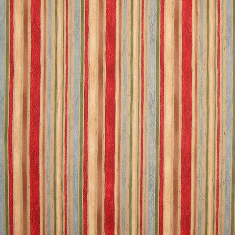 Gold and Red Stripe Cotton Fabric - Benartex