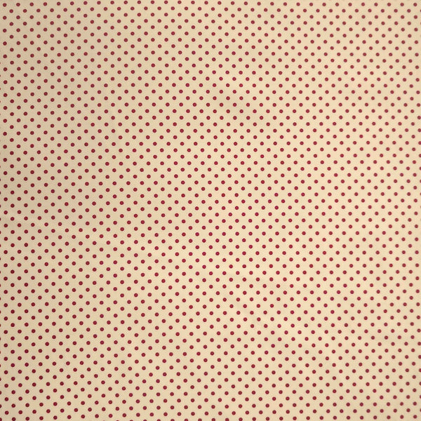 Small Polka Dot Cotton Poplin Fabric Red on Cream - Rose & Hubble