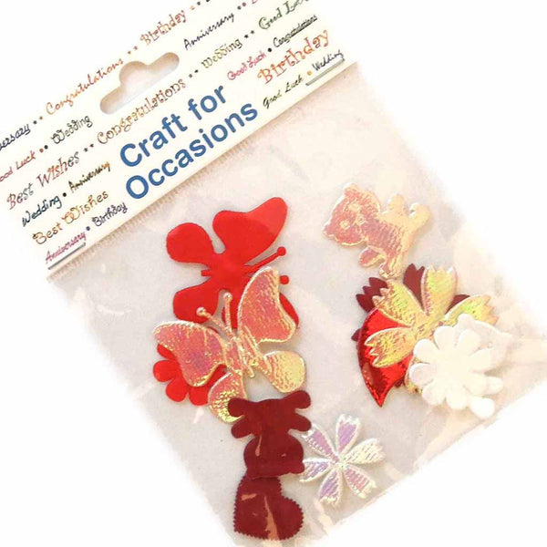 Red Fabric Flower Mix Craft Embellishments, C2217RE