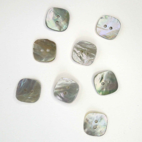 17mm Square Natural Shell 2 Hole Buttons - Pack of 8