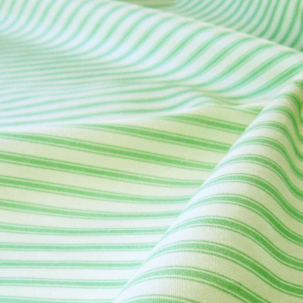 Ticking Stripe Mint Green Cotton Fabric - Rose & Hubble