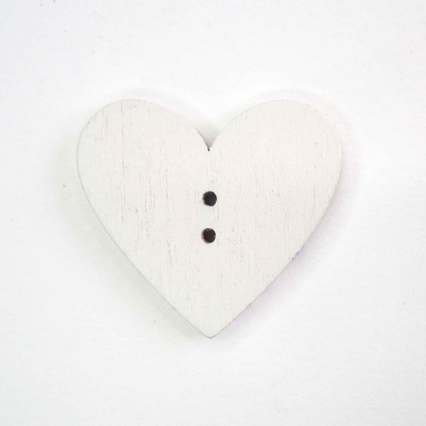 Blue and Pink Owl Heart Shaped Wood Buttons, 2 Holes, Pack of 3 Buttons