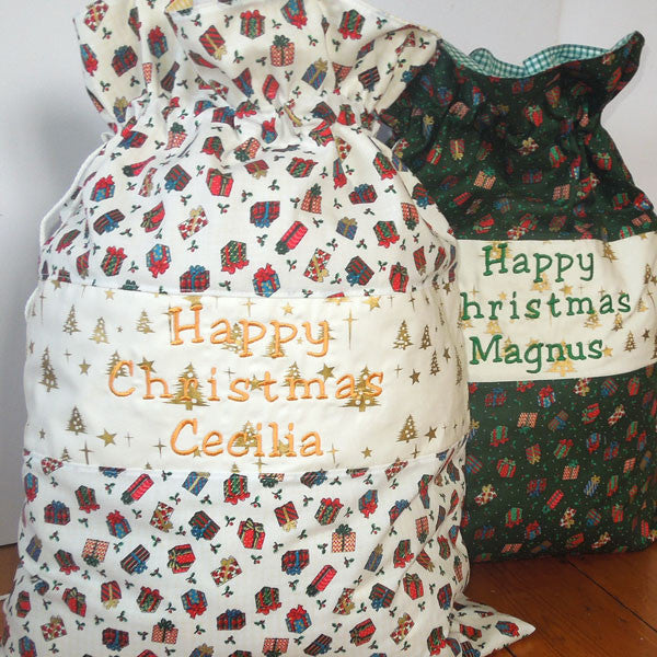 Christmas Personalised Presents Toy Sack, Kid's Xmas White Cotton Storage Bag