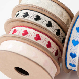 Ribbons with heart patterns by Berisfords and other manufacturers