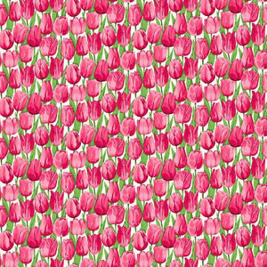 Spring Fabrics Makower Pink Tulip Cotton Fabric 2329/P