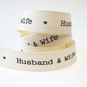 Wedding Collection Husband & Wife Cream Cotton Ribbon