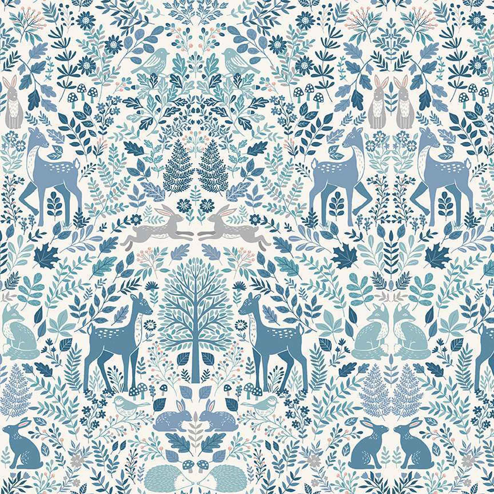 Dawn Trail Cotton Fabric - Blue - Makower 015/B - Foxwood