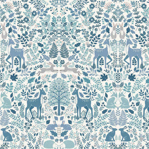 Dawn Trail Cotton Fabric - Blue - Makower 015/B - Foxwood
