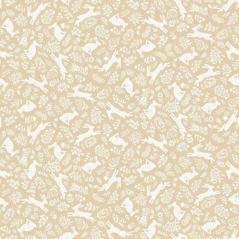 Bunnies Cotton Fabric - Cream - Makower 018/Q - Foxwood