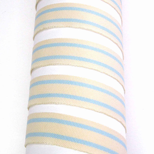 15mm Tea Towel Stripe Blue Ribbon - Berisfords