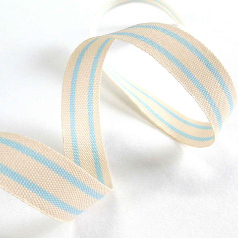 15mm Tea Towel Stripe Blue Ribbon - Berisfords