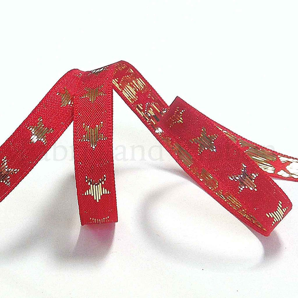 Galaxy Star Ribbon - Red and Gold - Berisfords - 10mm - 25mm – Fabric ...