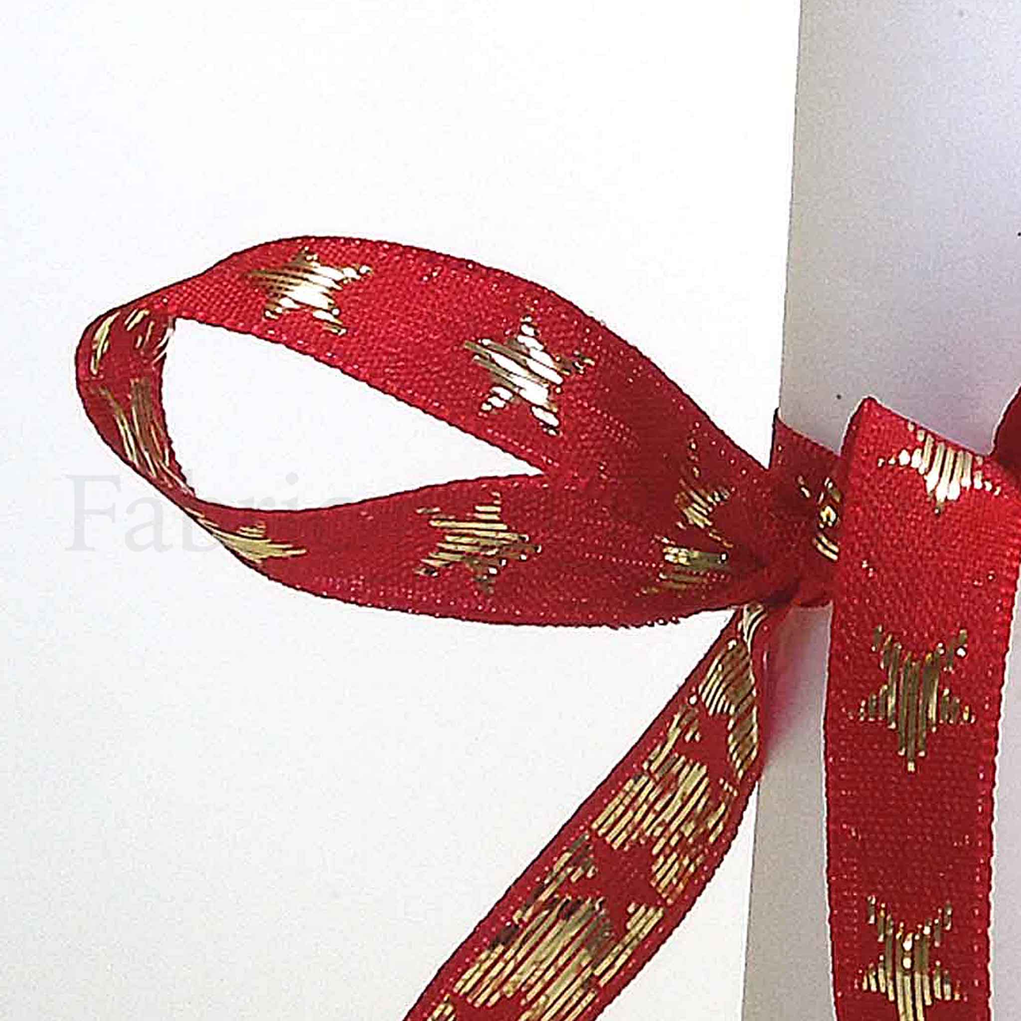 Galaxy Star Ribbon - Red and Gold - Berisfords - 10mm - 25mm – Fabric ...