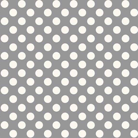 Silver Grey Polka Dot Cotton Fabric - Makower 1572/S - Basics Collection