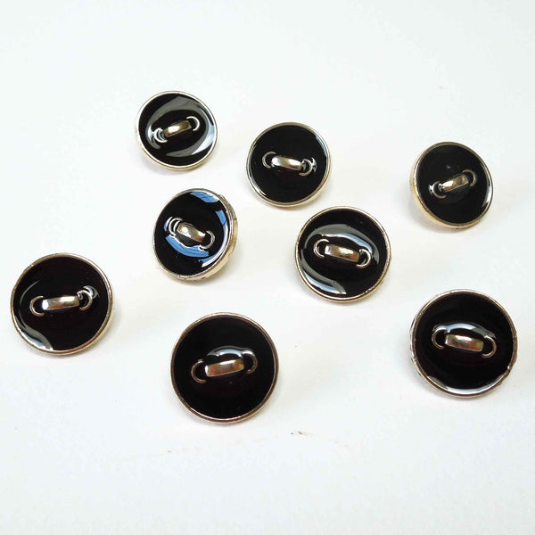 Metal Shank Buttons - Black and Gold - Pack of 4 Buttons - 15mm - 18mm
