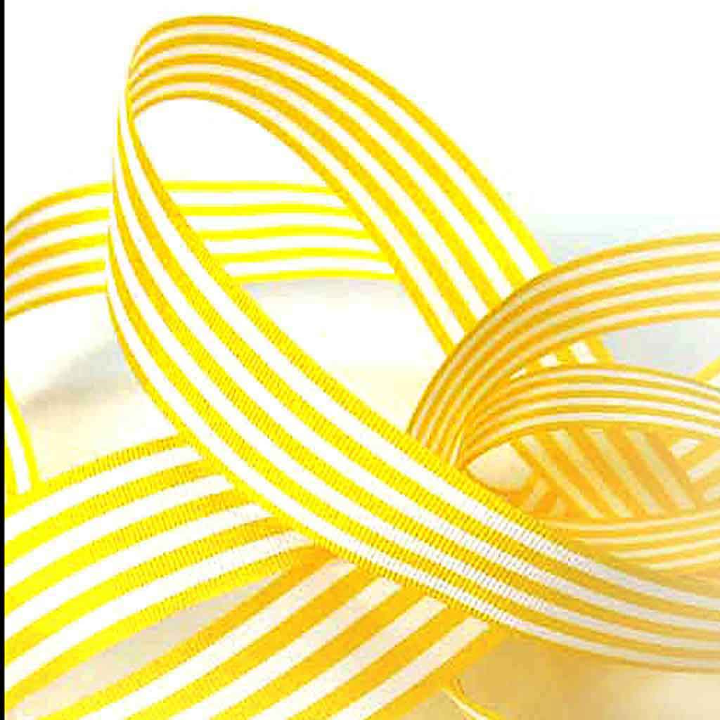 Striped Ribbon - Yellow - Berisfords - 9mm - 16mm - 25mm