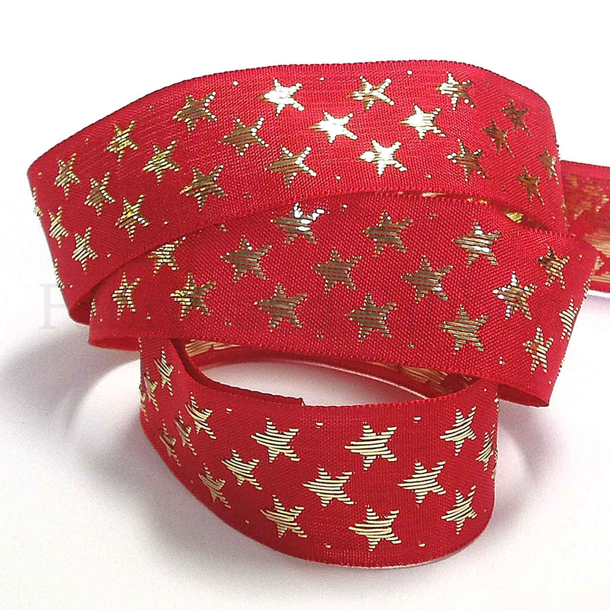 Galaxy Star Ribbon - Red and Gold - Berisfords - 10mm - 25mm – Fabric ...