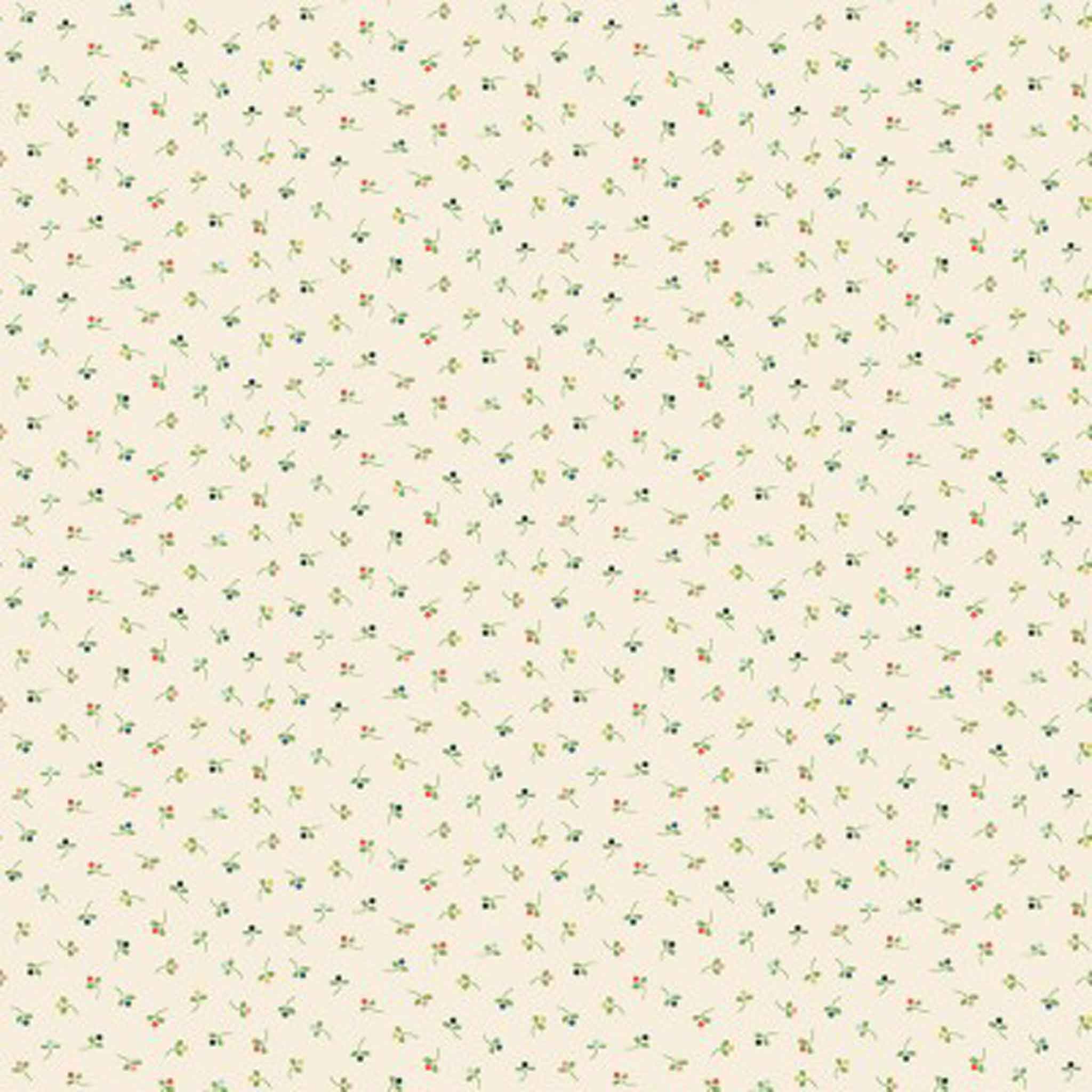 Flower Buds Cotton Fabric - Cream - Makower 2512/Q - Amelia Collection