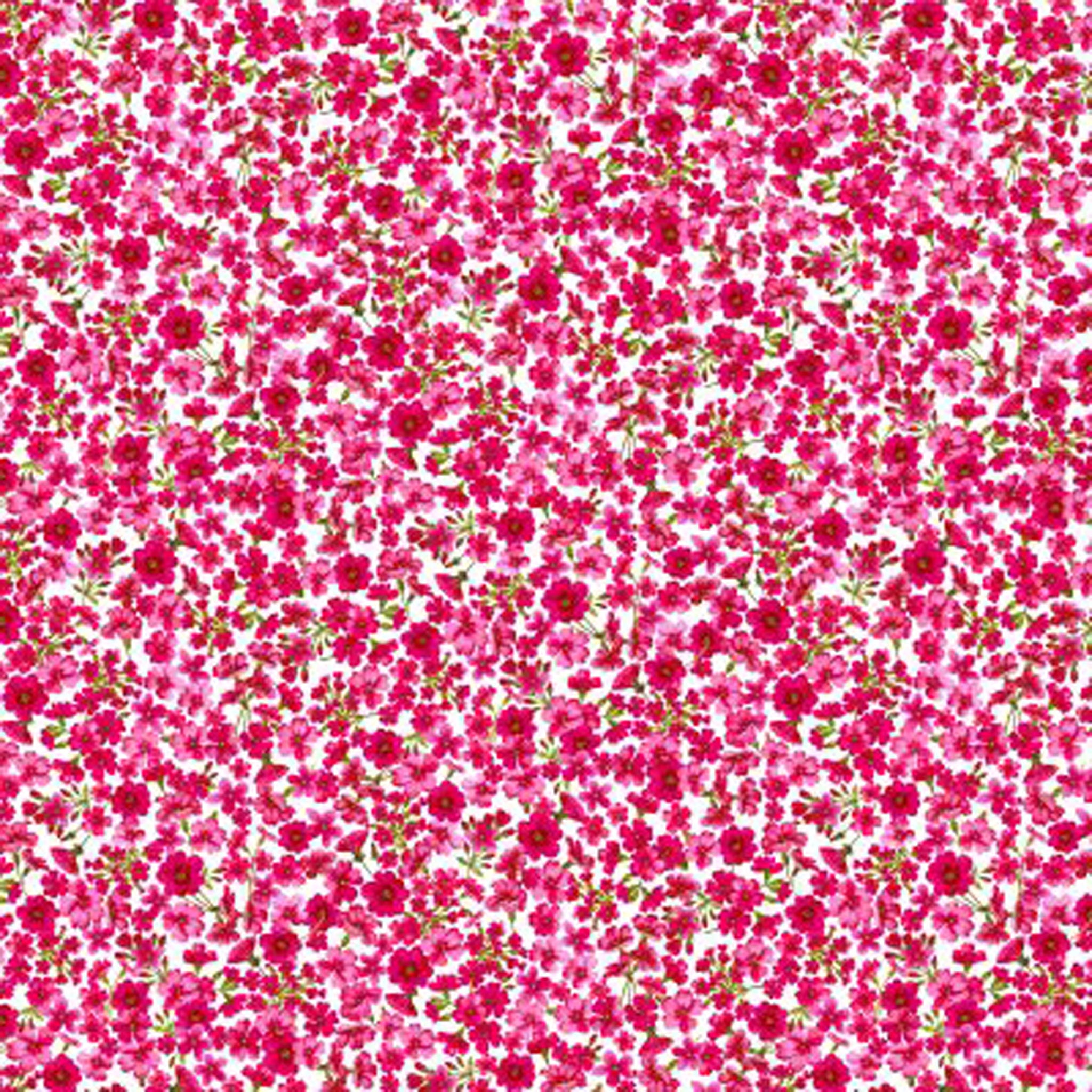 Tonal Floral Cotton Fabric - Pink - Makower 2547/P - Summer Days