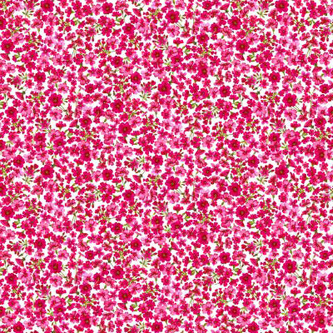 Tonal Floral Cotton Fabric - Pink - Makower 2547/P - Summer Days
