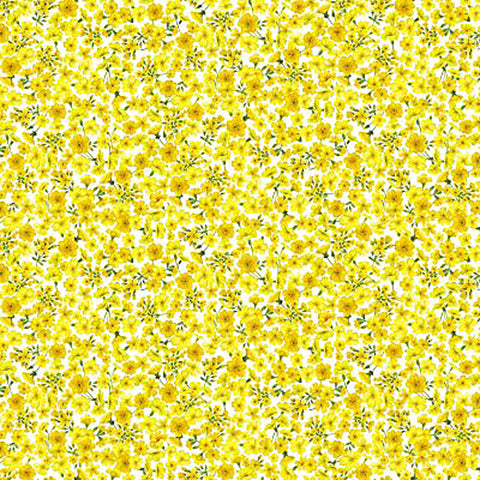 Tonal Floral Cotton Fabric - Yellow - Makower 2547/Y - Summer Days