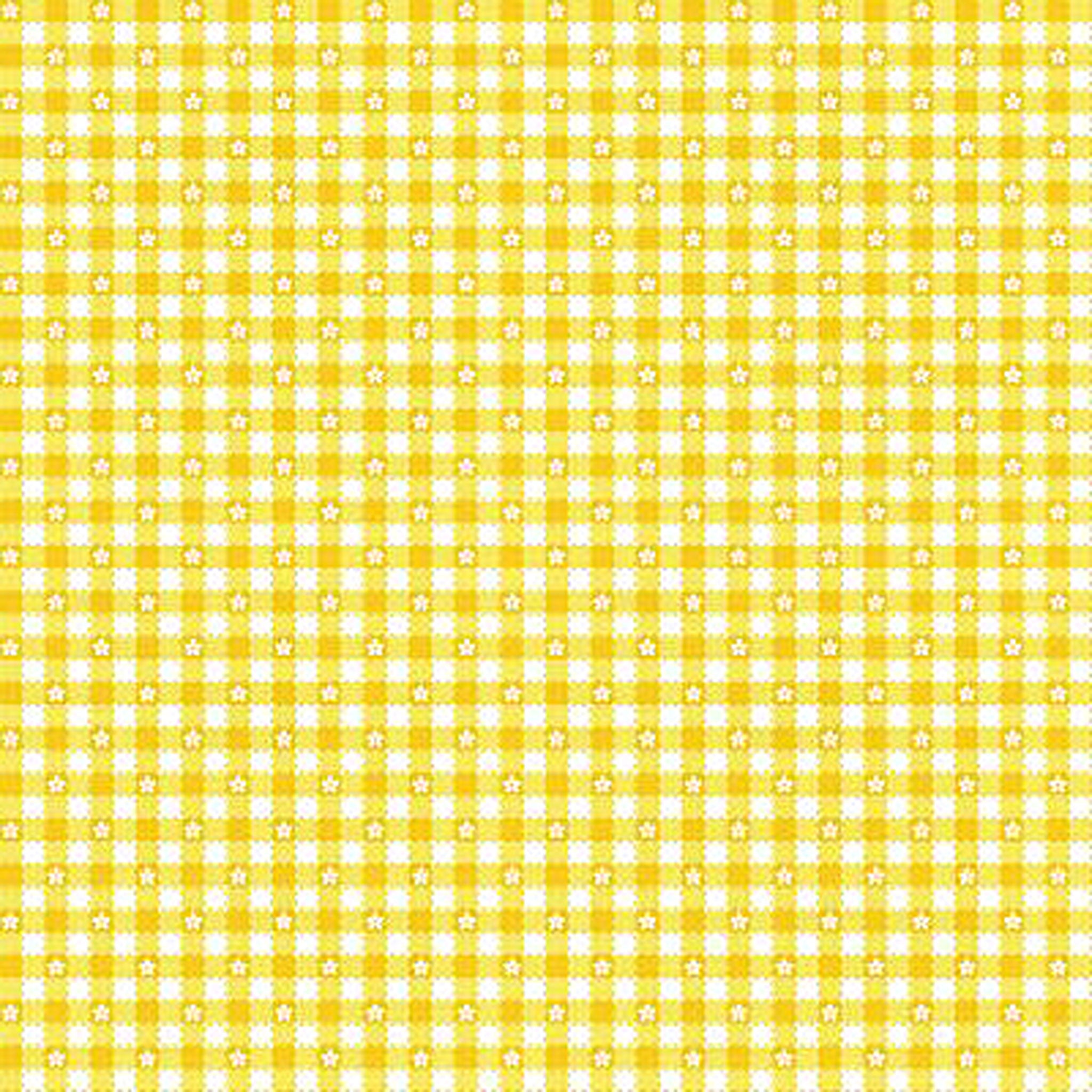 Floral Gingham Cotton Fabric - Yellow - Makower 2553/Y - Summer Days